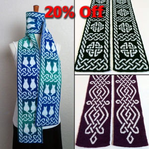 Celtic Cat Scarf, Celtic Ward Scarf, and Celtic Fantasy Scarf