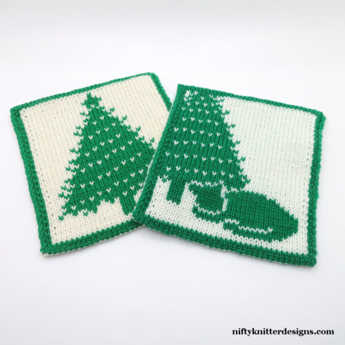 Christmas Tree Potholder and Christmas Cat Potholder